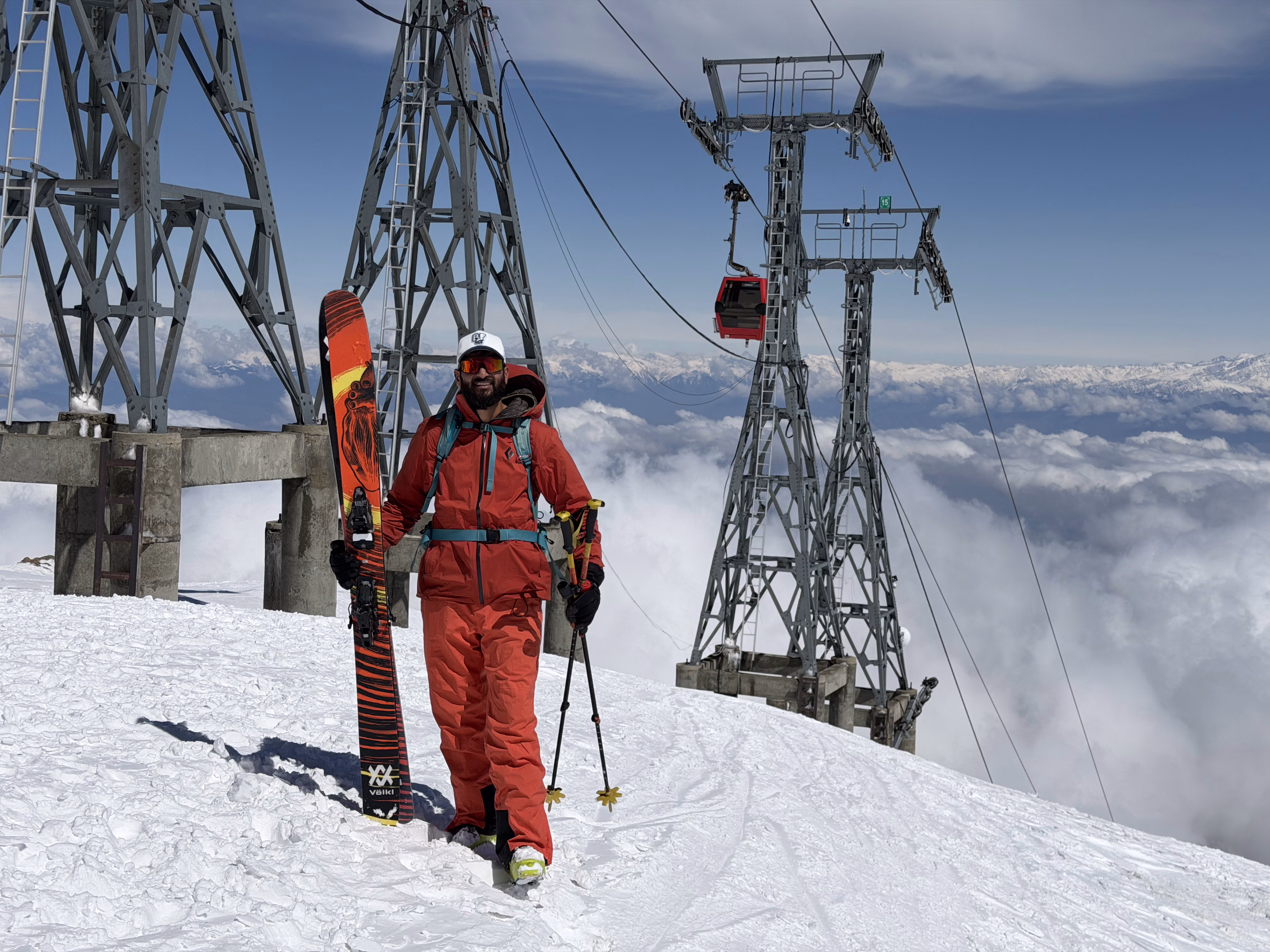 The Gulmarg Ski Guides team on the snow at the foot of Apharwat